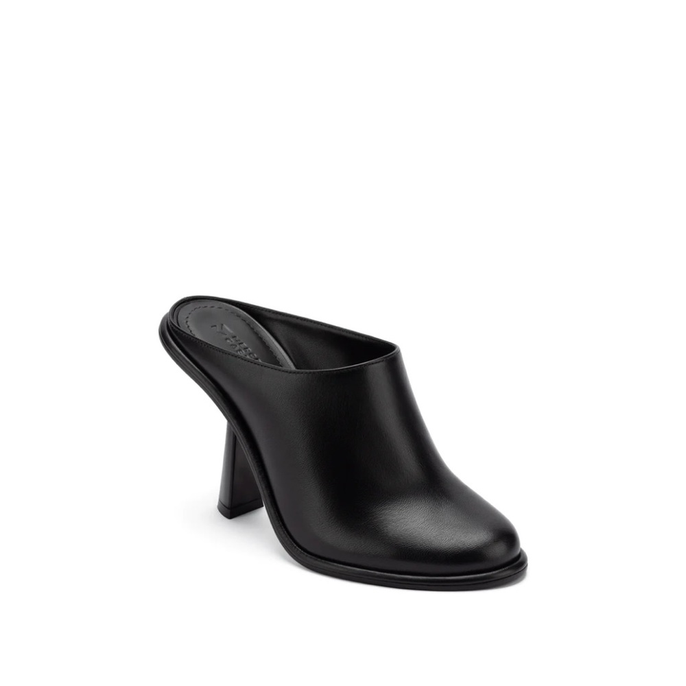 MERCEDES CASTILLO Black Nappa Leather Heeled Mules